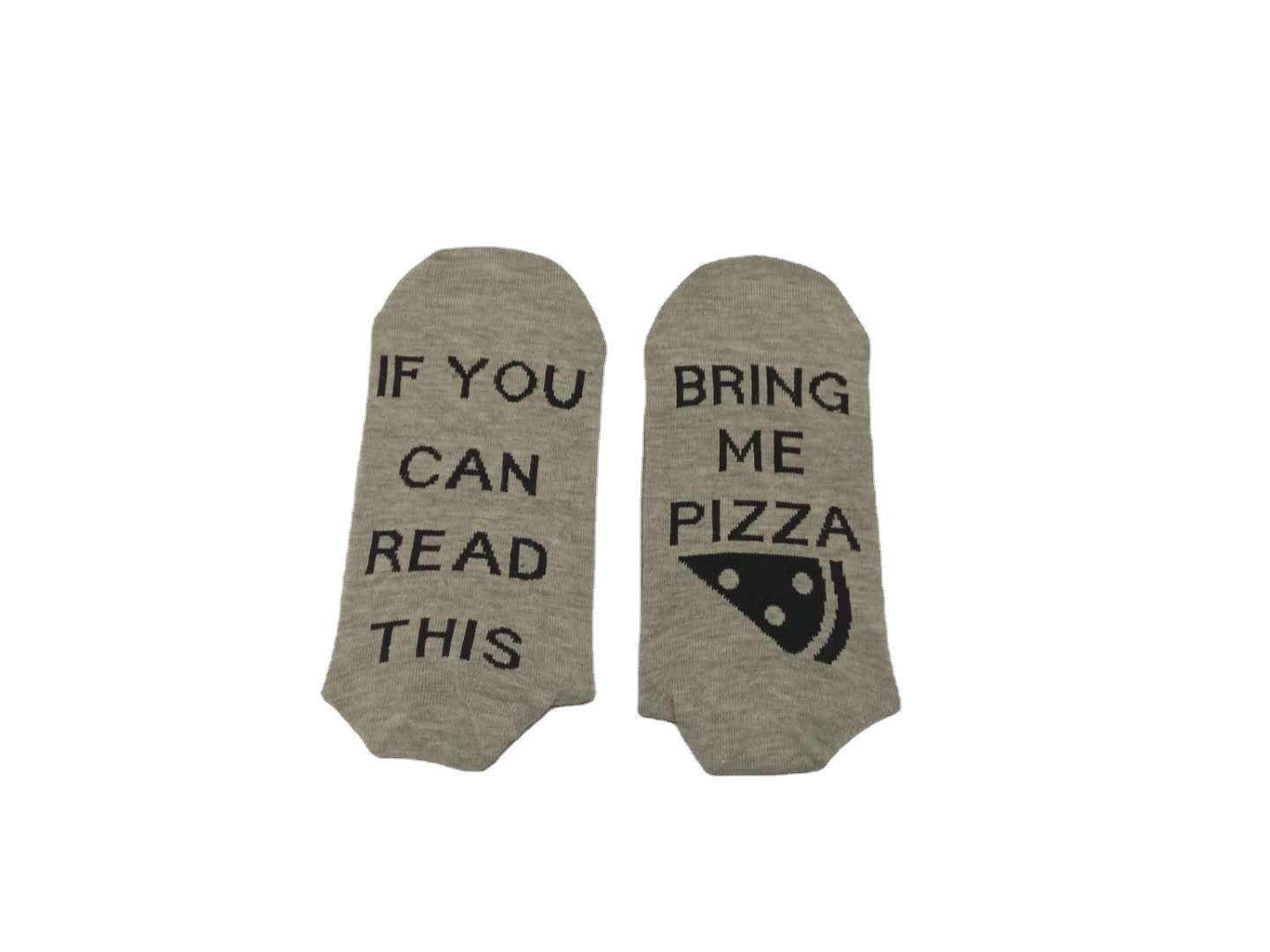 

BRINGMEPIZZA Різдвяні шкарпетки Бавовняні шкарпетки з принтом літер, Модний європейський та американський повсякденний стиль One Size