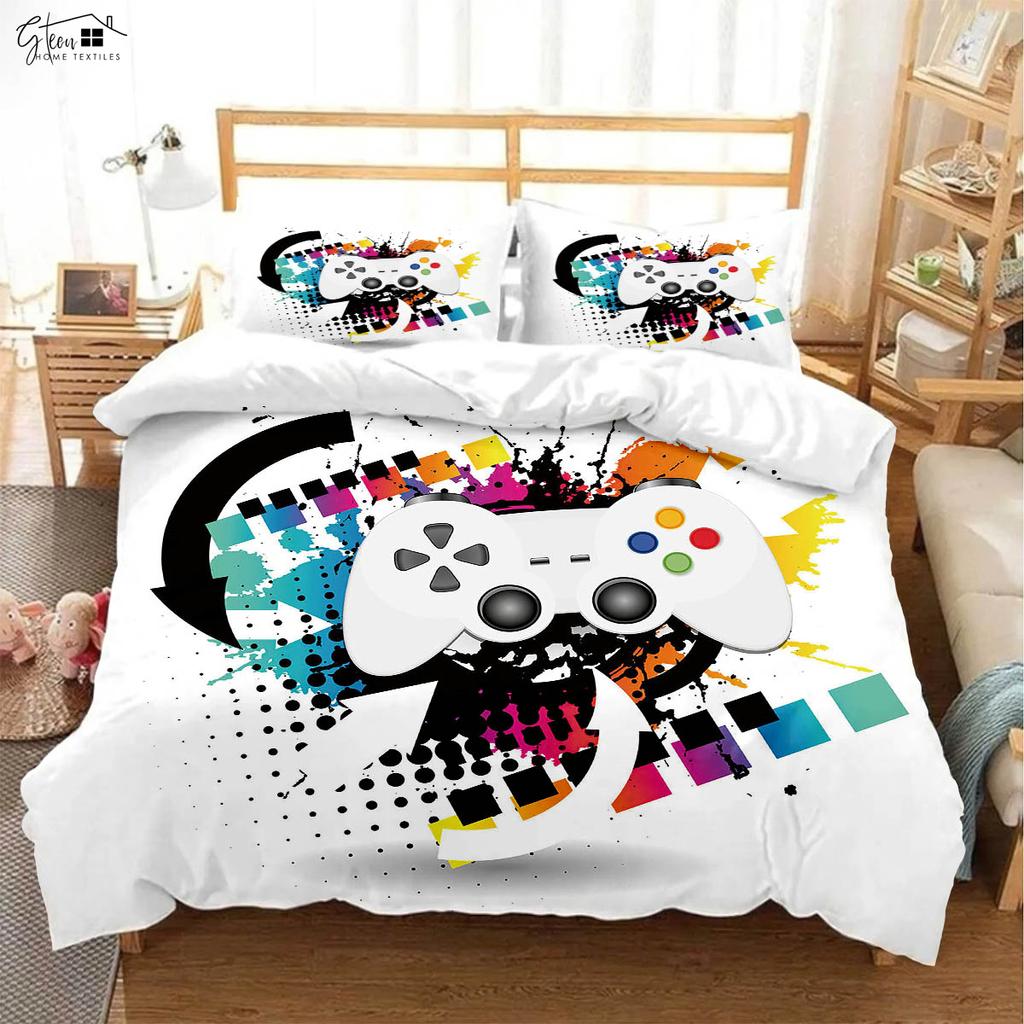 Cool E-Sports Game Controller 3d Printed Quilt Cover Children's Gift Bedding Set Quilt Cover Pillowcase Three-Piece Set