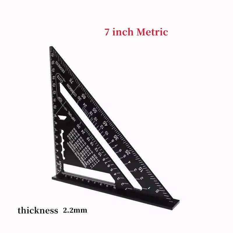 7'' /12" Triangle Ruler Carpenter Measuring Layout Tool Metric Alloy Metal Triangle Ruler Protractor for Woodworking Tools