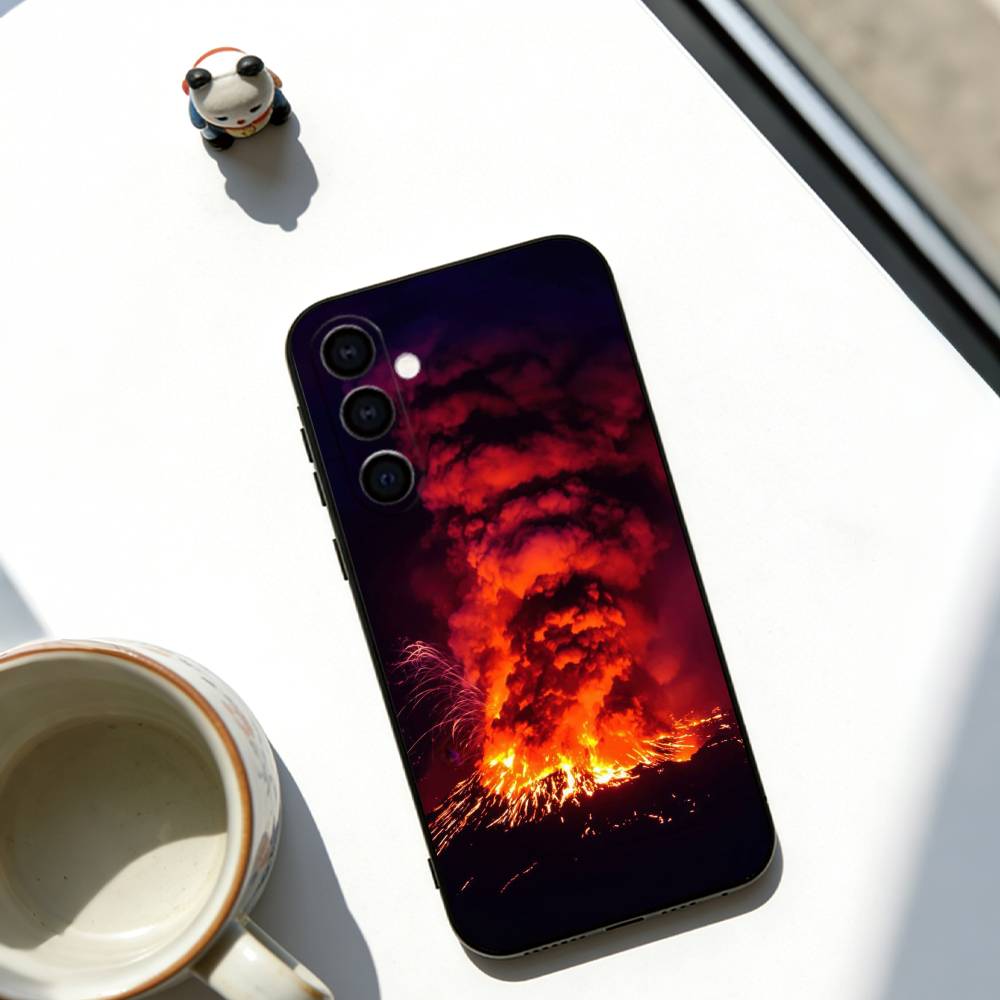 Lava Eruption  Phone Case For Samsung Galaxy A73,A72,A71,A70,A53,A52,A51,Others Soft Black Cover