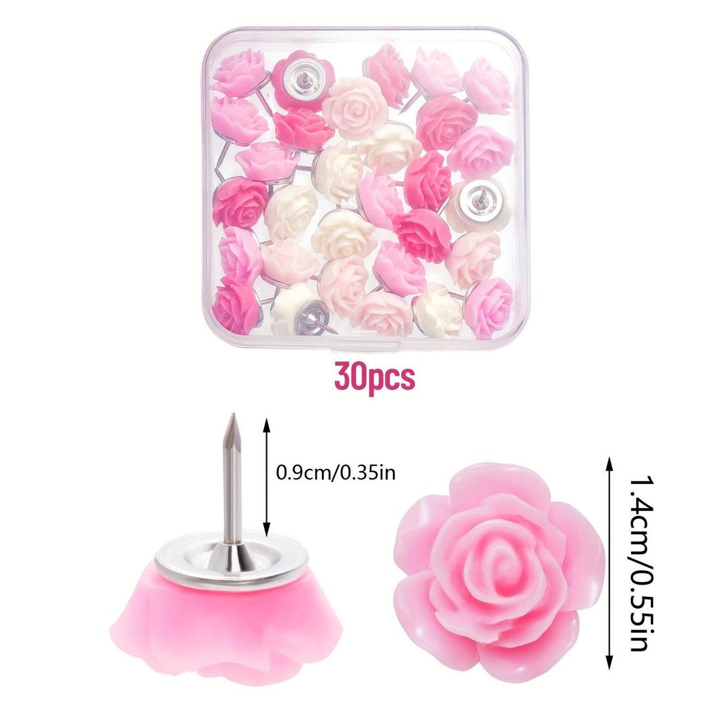 Creative Rose Flower Pushpins for Cork and Photo Boards - Decorative Thumbtacks