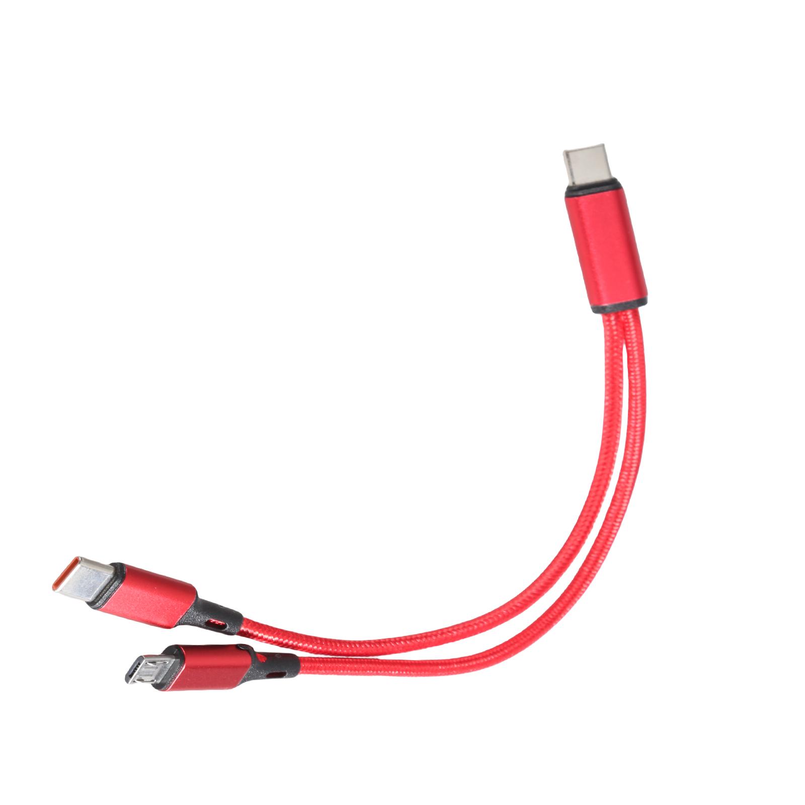 

27W 5A Data Charging Cable, Type C to USB 5Pin & Type C Splitter Cord Line Nylon Weaving Quick Charging Compatible красный