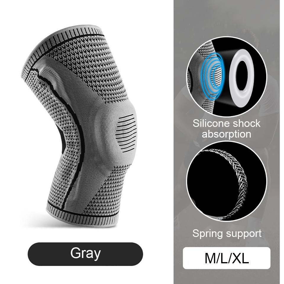 1Pcs Silicone Full Knee Brace Strap Patella Medial Support Strong Meniscus Compression Protection Sport Pads Running Basketball