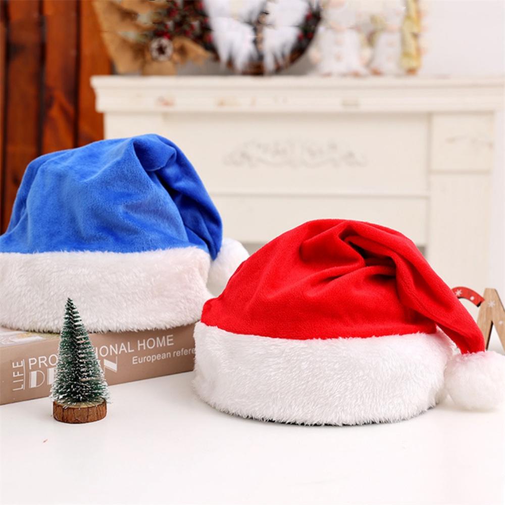 Chapeau de Père Noël de Noël Pour Adultes et Enfants Unisexe Velours Douillet Peluche Rouge Chapeaux de Noël Nouvel An Fournitures de Fête