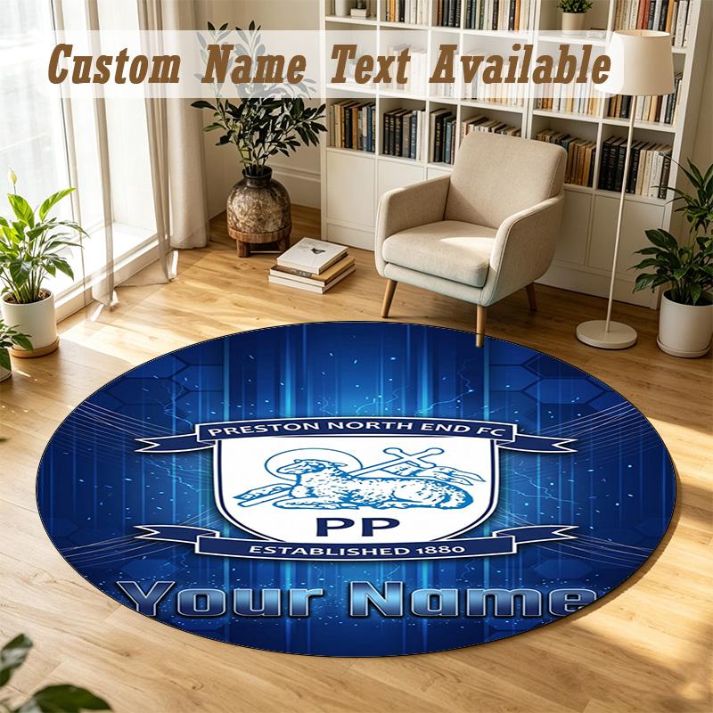 Round Rug Custom NamePreston North End Pattern Non Slip Carpet Home Floor Decor
