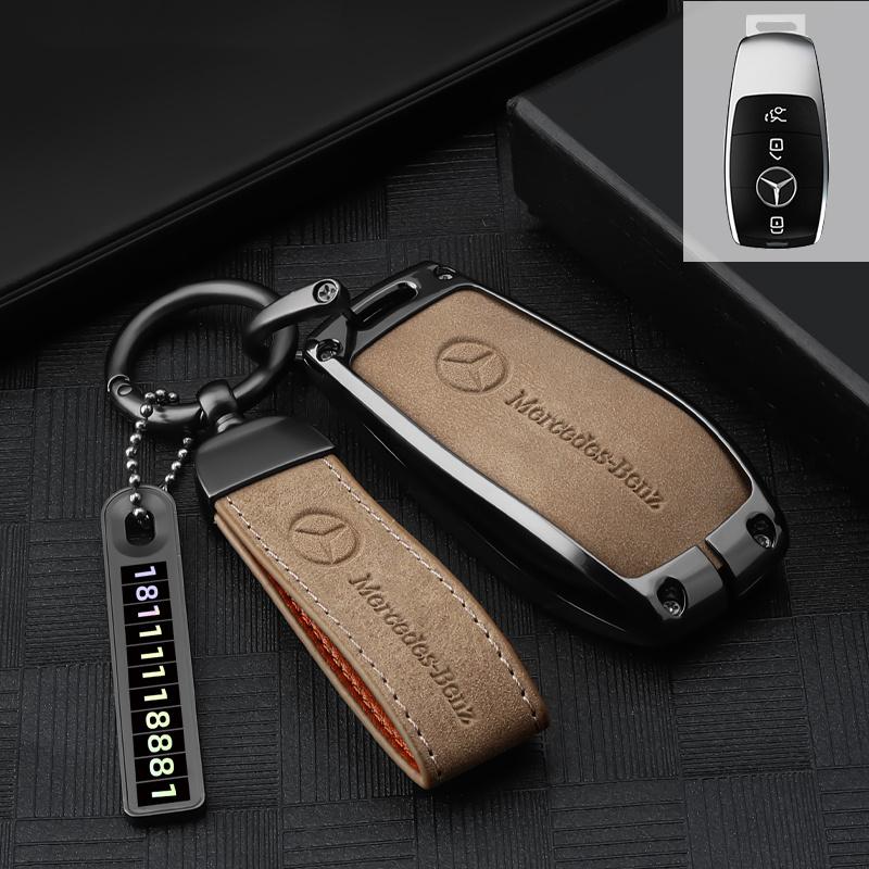 FIQ4 2025 New Suede Car Remote Key Case Fob Cover Shell For Mercedes Benz A C E S G Class GLC CLE CLA GLB GLS W177 W205 W213 W222 X16