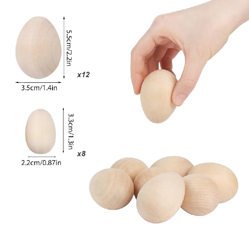 

Набор из 20 деревянных пасхальных яиц для раскрашивания - Деревянные яйца для DIY пасхального декора, сувениры для вечеринки, детские игры для раскрашивания, окрашивания, украшения