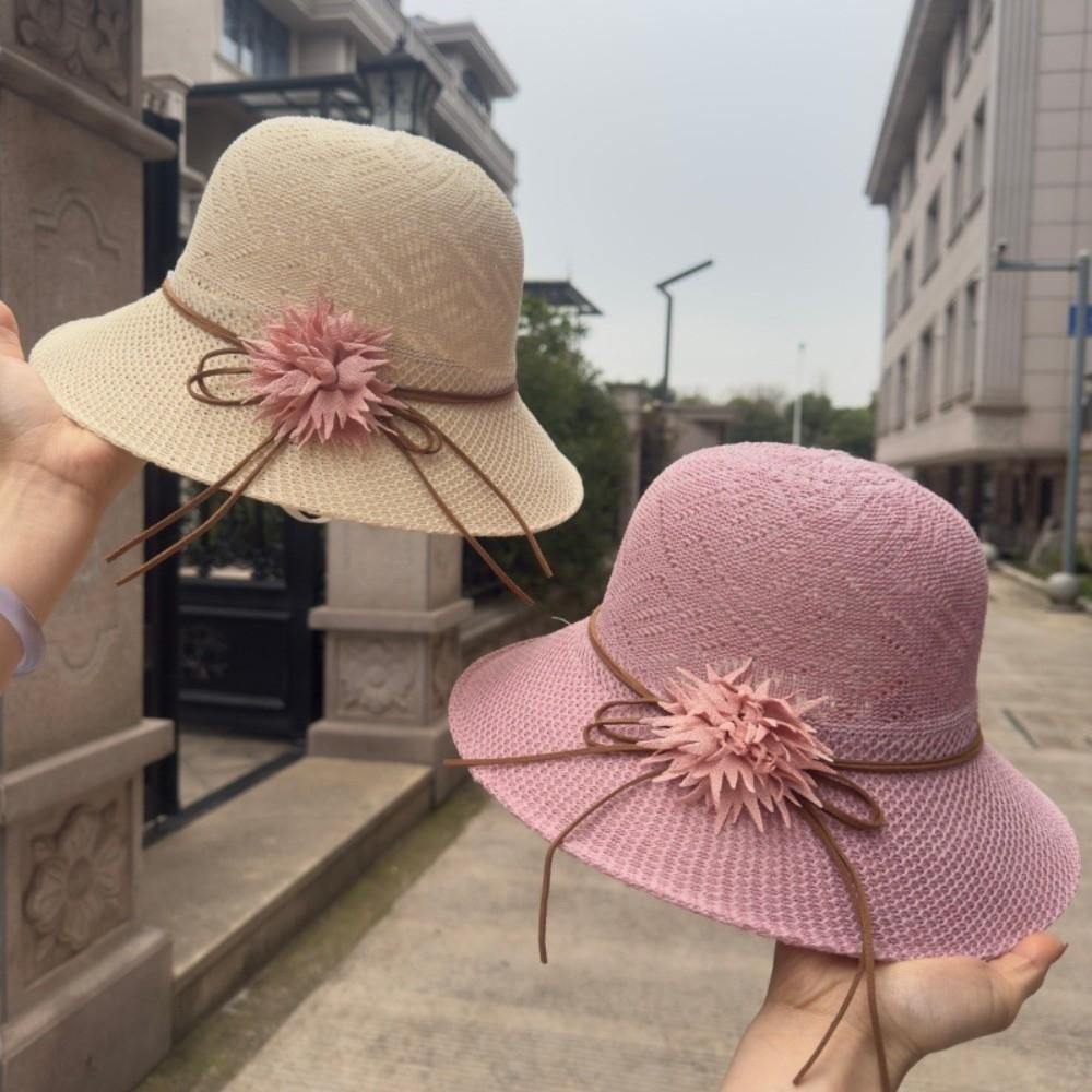 New Sunscreen Sun Caps Big Flower Casual Bucket Hat Sun Cap Outdoor