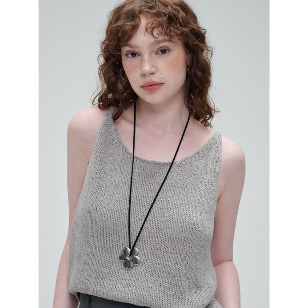 NOISCHE Metal Fleur Necklace _ SILVER