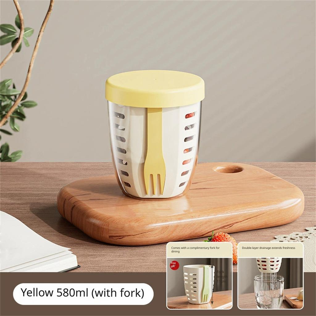 Large-capacity Draining Cups High-color Sealing Fruit Cups Portable Storage Water Cups Plastic Cups