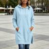 Abito Felpa Lungo da Donna Casual Pullover con Cappuccio e Tasca a Marsupio Spacco Laterale Vestibilità Comoda Ampia