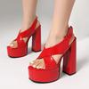 Women's High-heeled Sandals Sexy European and American Style Summer New Waterproof Table Thick Heel Large Size Solid Color Sandals