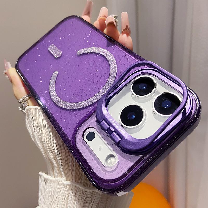Luxury Clear Bling Magnetic Shockproof Phone Case for IPhone 17 15 16 14 13 12 Pro Max 17 Air for Magsafe Stand Protector Cover