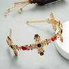 Women's Baroque Gold Cross Hair Band with Color Rhinestone Headband Hair Ornament