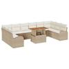 Garden Sofa Set with Storage 11 Pcs Beige Poly Rattan