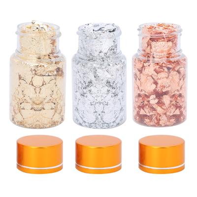 3 ks zlatých vloček Imitace zlacení Kovové listové vločky Sada pro Nail Art Malování Řemesla