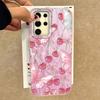 Pinke Frucht Kirsche Schmetterling Feder Textur Handyhülle für Samsung Galaxy S25 S24 S23 S22 S21 FE Plus Ultra Hülle Silikonabdeckung
