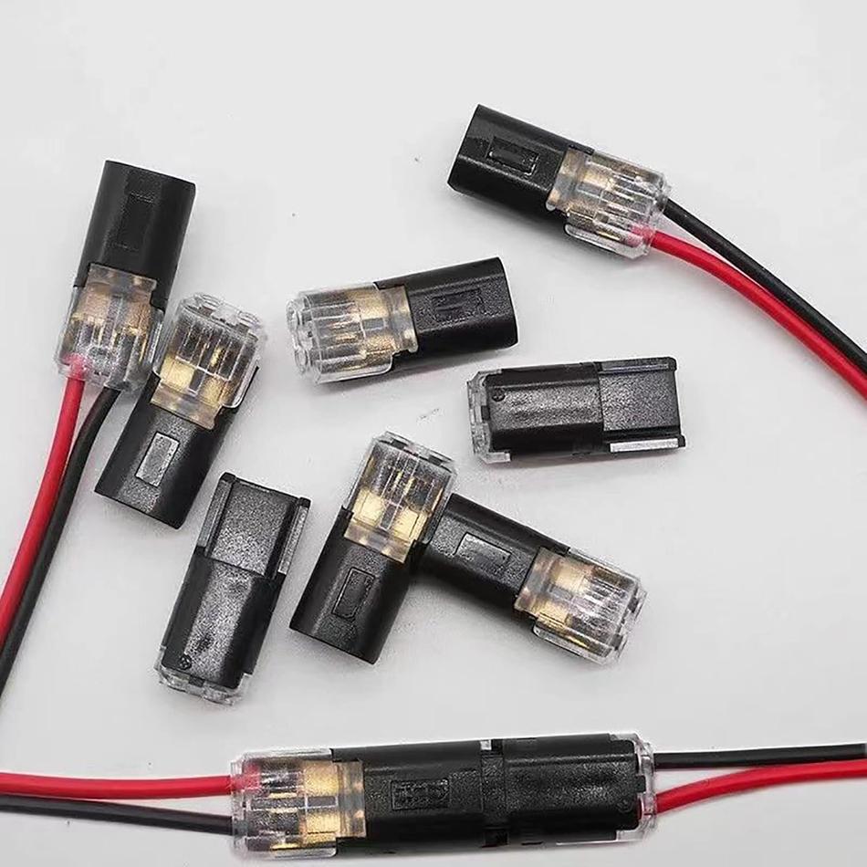 10/20pcs 2 Pin 2 Way Universal Compact Wire Terminals, No Wire-Stripping Required, Toolless Spring Wire Connectors, Quick Splice