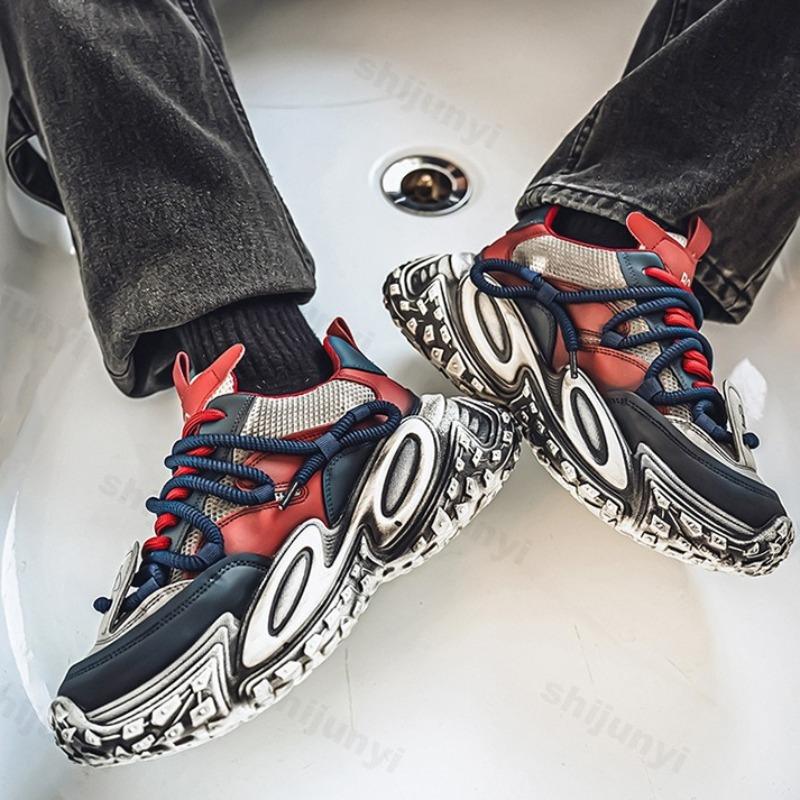 Mode 2025 Sommer Neuer Stil Lässige Sportschuhe für Herren Bequemer Modetrend Schuhe mit dicker Sohle Rutschfest Schnürschuhe Klobige Sneaker