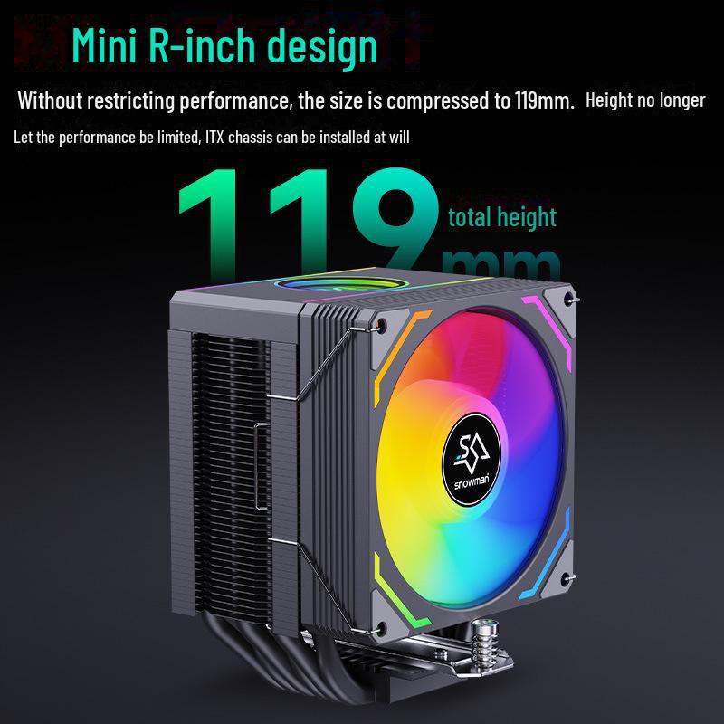 SNOWMAN Bingman MX96 Silent Heat Pipe CPU Cooler, Air Cooled for Computer Fans, Compatible with AMD, X99, LGA 1700, 2011, with 6 Heat Pipes.