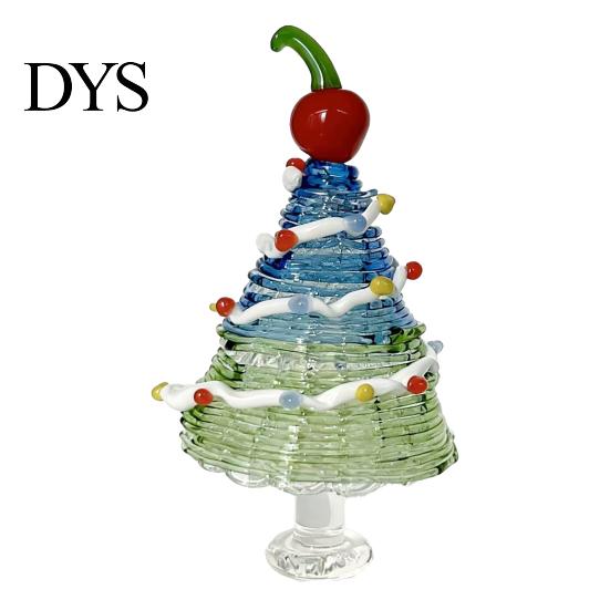 Desktop Festive Art Craft Glazed Christmas Tree Figurine, Colorful Miniature Xmas Decor, Handcrafted Small Decorative for Windowsill Glass Table