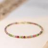 Women's 14k Gold Plated Tourmaline Rainbow Bracelet - Watermelon Summer Birthday Gift