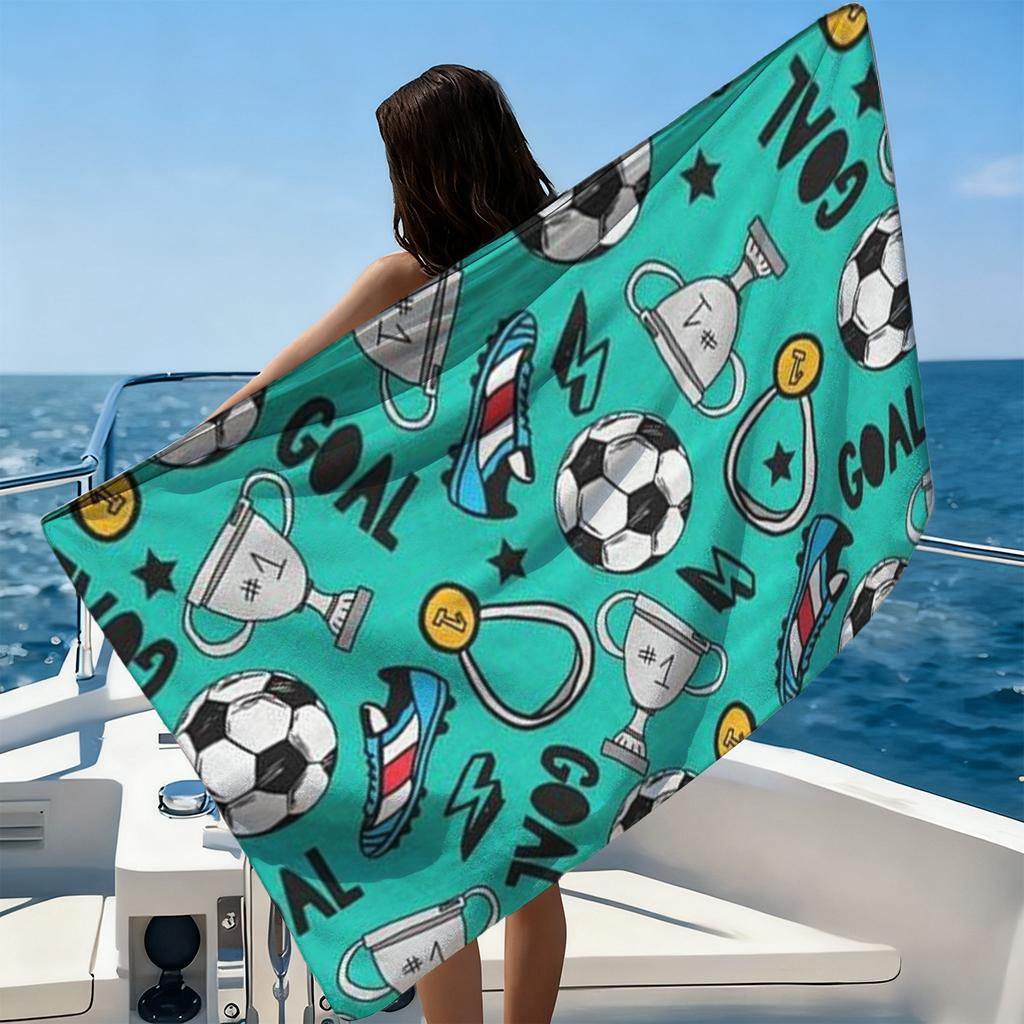 1st Football Medal Beach Towel Quick-drying Super Absorbent Suitable for Swimming Beach Pool Gym Summer Gift for Friend Family