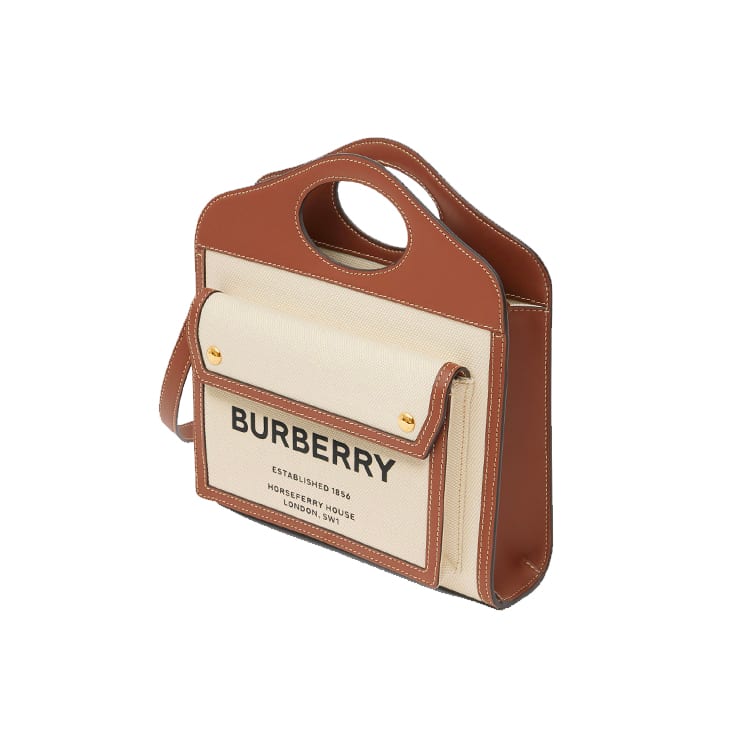 Burberry Pocket Bag Canvas With Leather Tote Bag, Shopping Bag, Shoulder Bag, Crossbody Bag, Handbag Mini Women's Beige 80317461