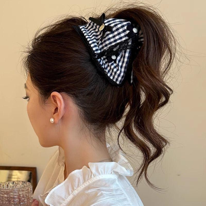 1pc British Style Bow Clip for Women's New High-end Hair Clip, Shark Clip Headband At the Back of the Head
