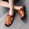 Big Size 47 Men Leather Sandals Summer Classic Men Shoes Slippers Soft Sandals Men Roman Comfortable Outdoor Walking Footwear