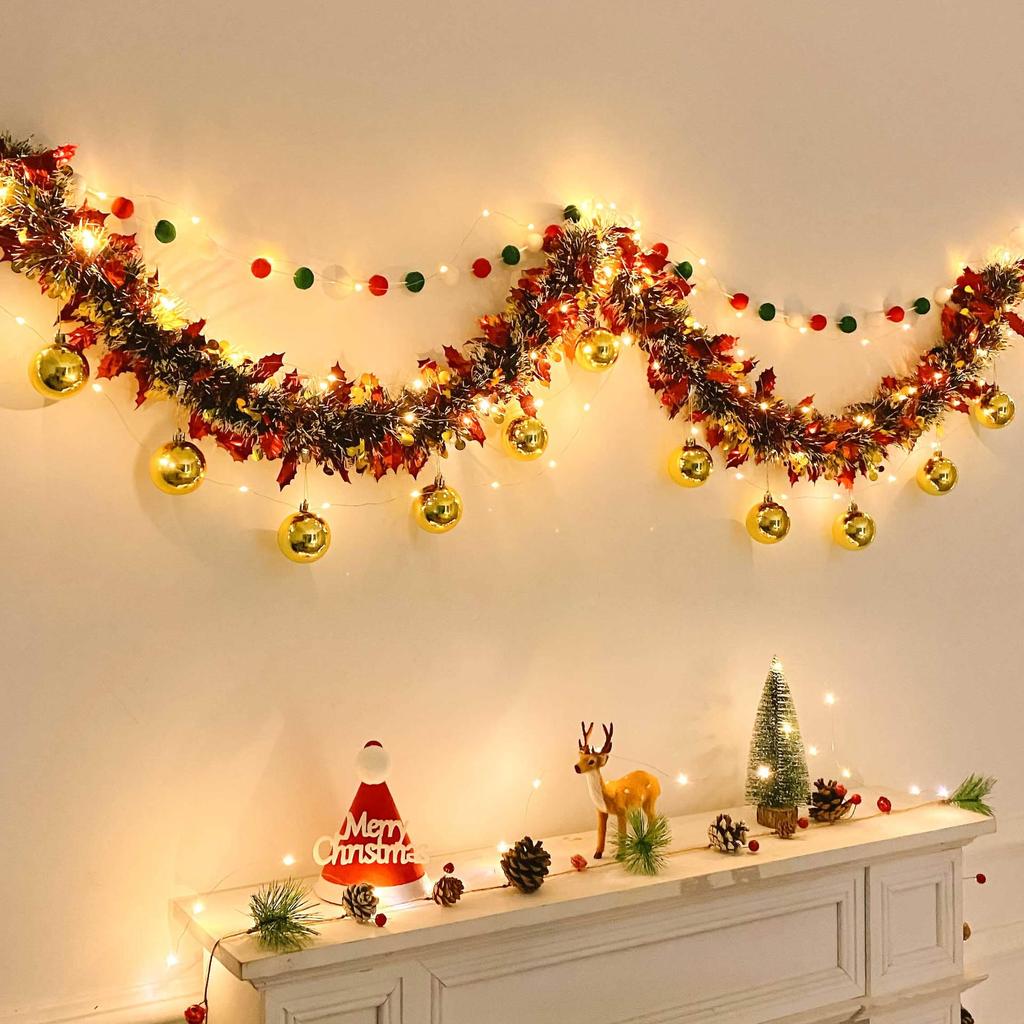 Christmas Tinsel Garland for Tree Ornaments and Wall Decor