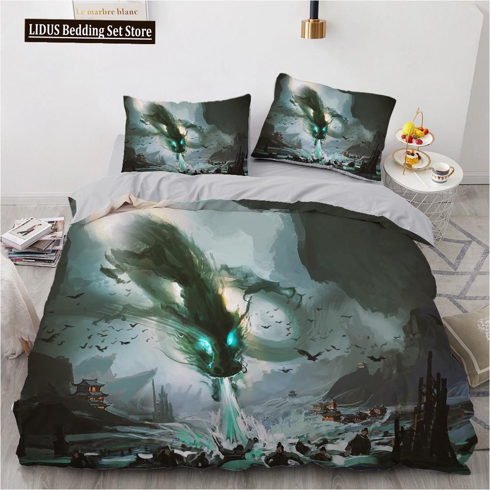 3D Horror Skull Demon Duvet Cover Set Skeleton Gothic Monster Bedding Set Black Comforter Cover For Boys,full Queen Size 2/3pcs