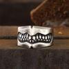 Retro “Mad Fangs” Adjustable Open Ring for Men Women Gothic Punk Edgy Silver-plated Copper  Unisex Accessories Gift