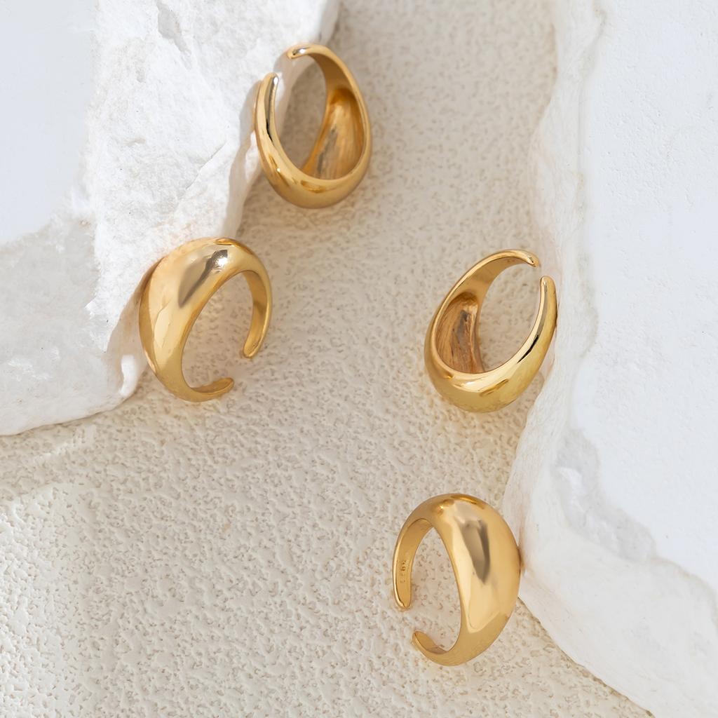 4Pcs Unique Creative Smooth Water Drop Rings for Women Vintage Geometric Adjustable Open Finger Nail Ring Couple Wed Accessories
