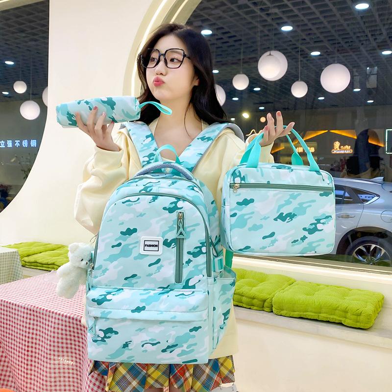 Zaino per studenti Borsa da scuola in tre pezzi Zaino resistente di grande capacità da donna