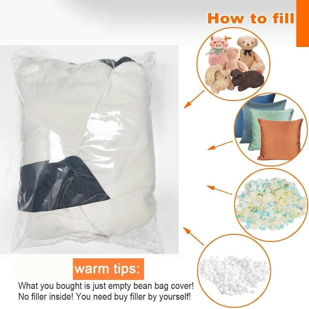 Football shape chenille comfortable lazy sofa cover need EPP filling multi use cushion black and white 80cm