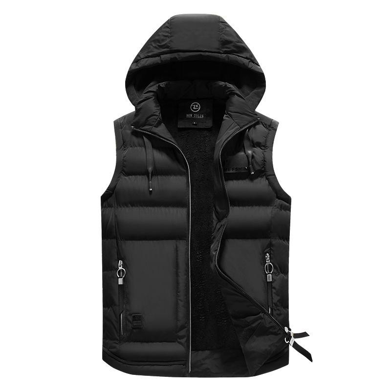 Men's Autumn/Winter Fashion Vest with Detachable Hood - Casual Cotton