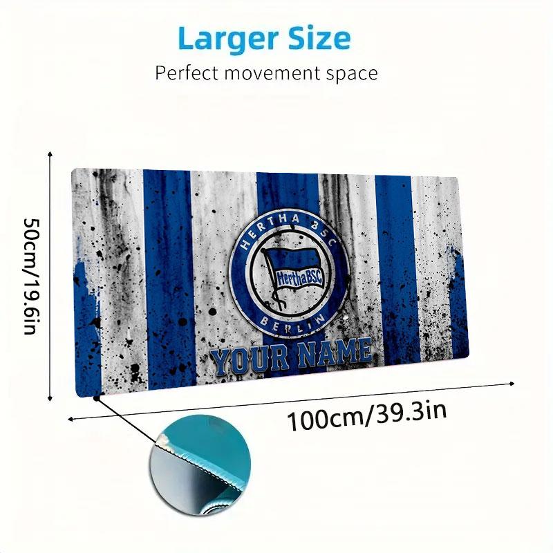 Hertha BSC Custom Name Large Size Mouse Pad Large Gaming Table Cushion Non-slip Laptop Tablet Big Mousepad XXL Mat Mini PC Playmat With Lock edge