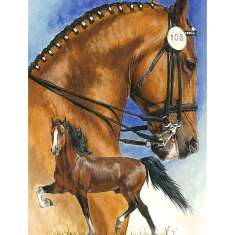 New 5D DIY Diamond Painting Horse Diamond Embroidery Animal Cross Stitch Full Round Drill Crafts Home Decor Manual Gift