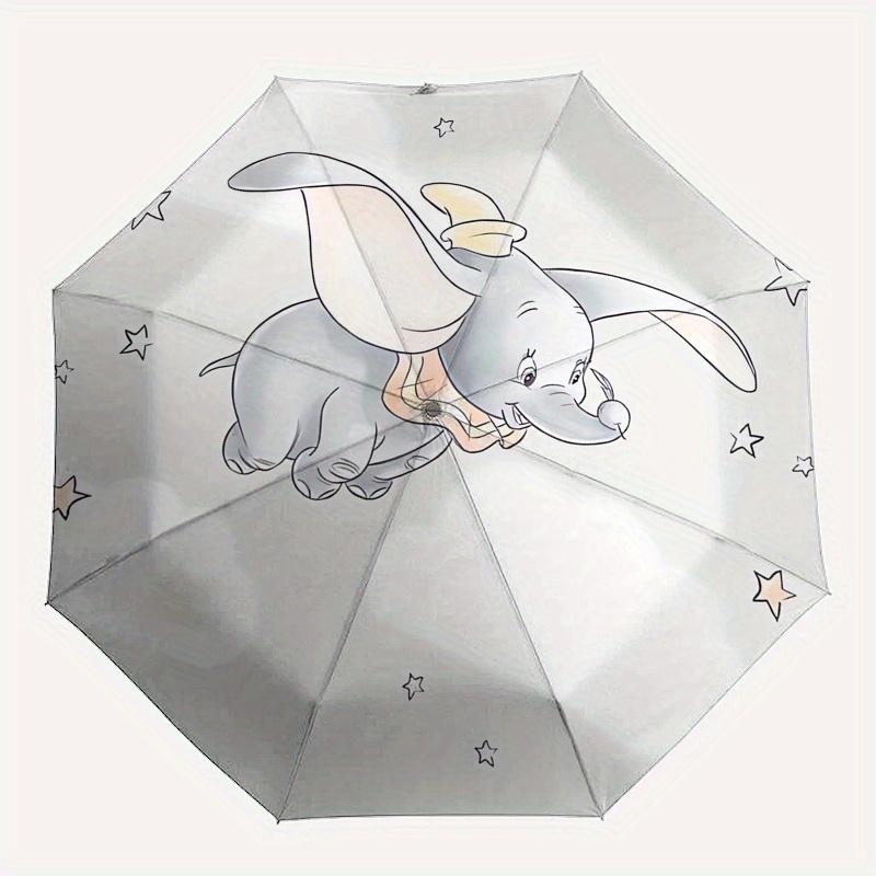 Dumbo Theme Automatic Compact Folding Cute Umbrella - Portable and Durable, 8-Bone Iron Umbrella for All Weather0707078