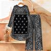Music Note Print Two Piece Outfit Women Long Sleeve Irregular Hem Tunic Top Wide Leg Pants Casual Matching Set