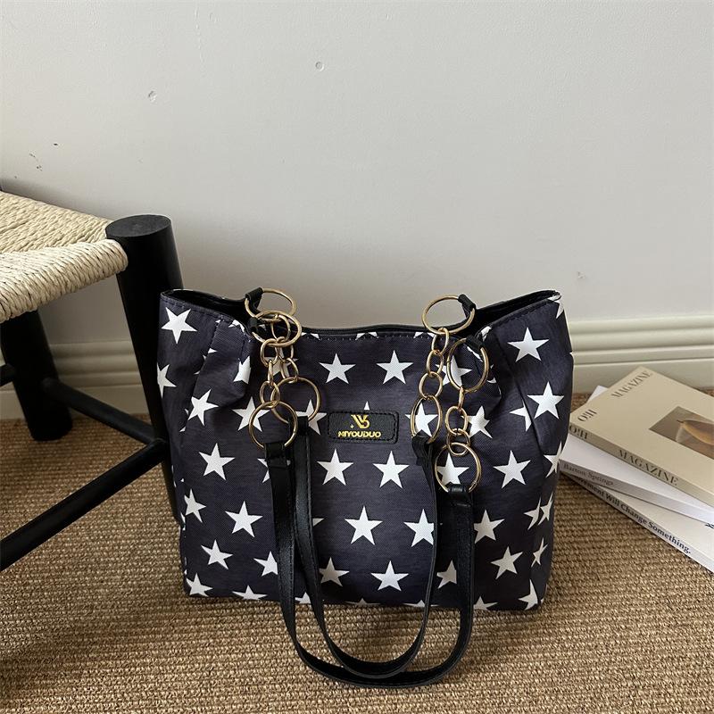 Korean ins Lazy Wind Star Bag Large Capacity Shoulder Tote Bag Female Student Versatile Casual Handbag