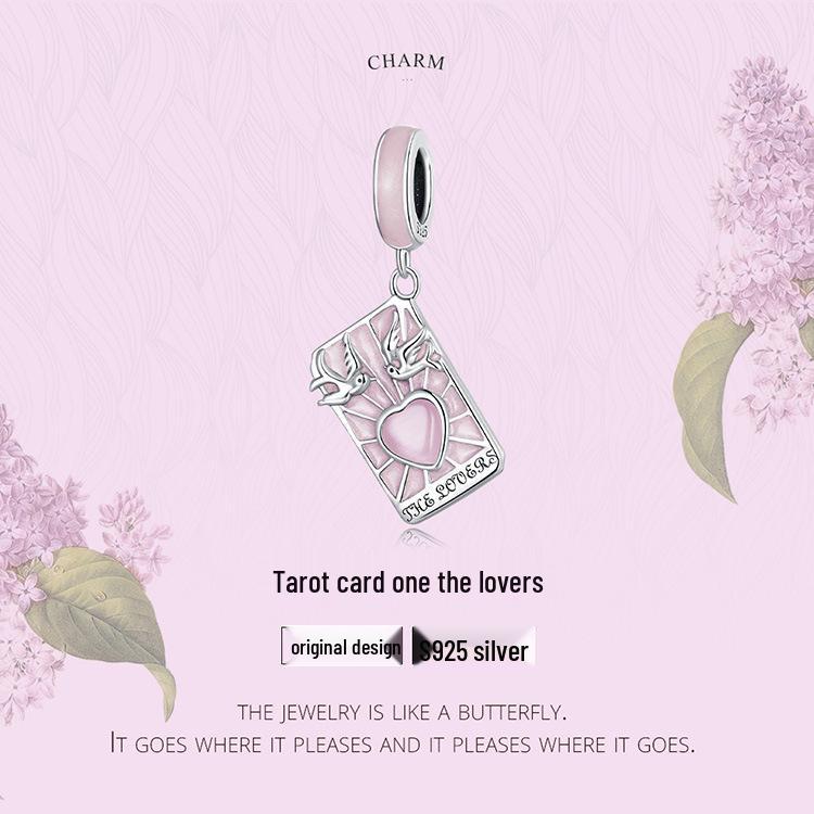 Yin Ziyun Handmade Pink Tarot Lover Pendant with Drip Glue Beads