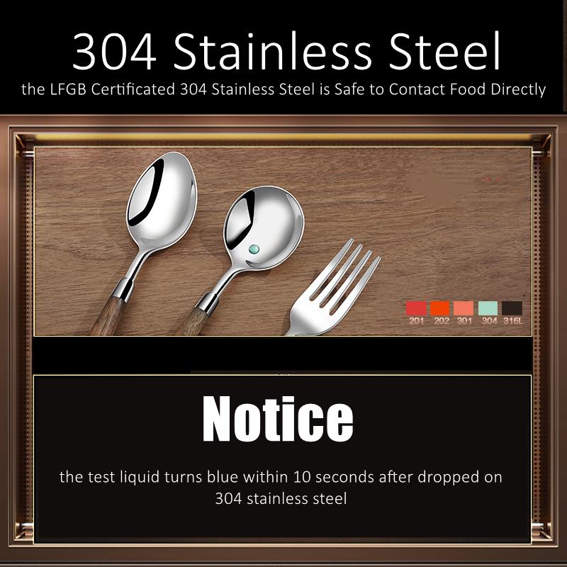 Walnut Wood Handle Spoon and Fork LFGB Certificate 304 Stainless Steel Cutlery Classical Family Banquet Flatware for Christmas