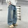 Boys narrow version straight jeans street style  jeans medium and big children handsome street straight wide-leg 5-15Y