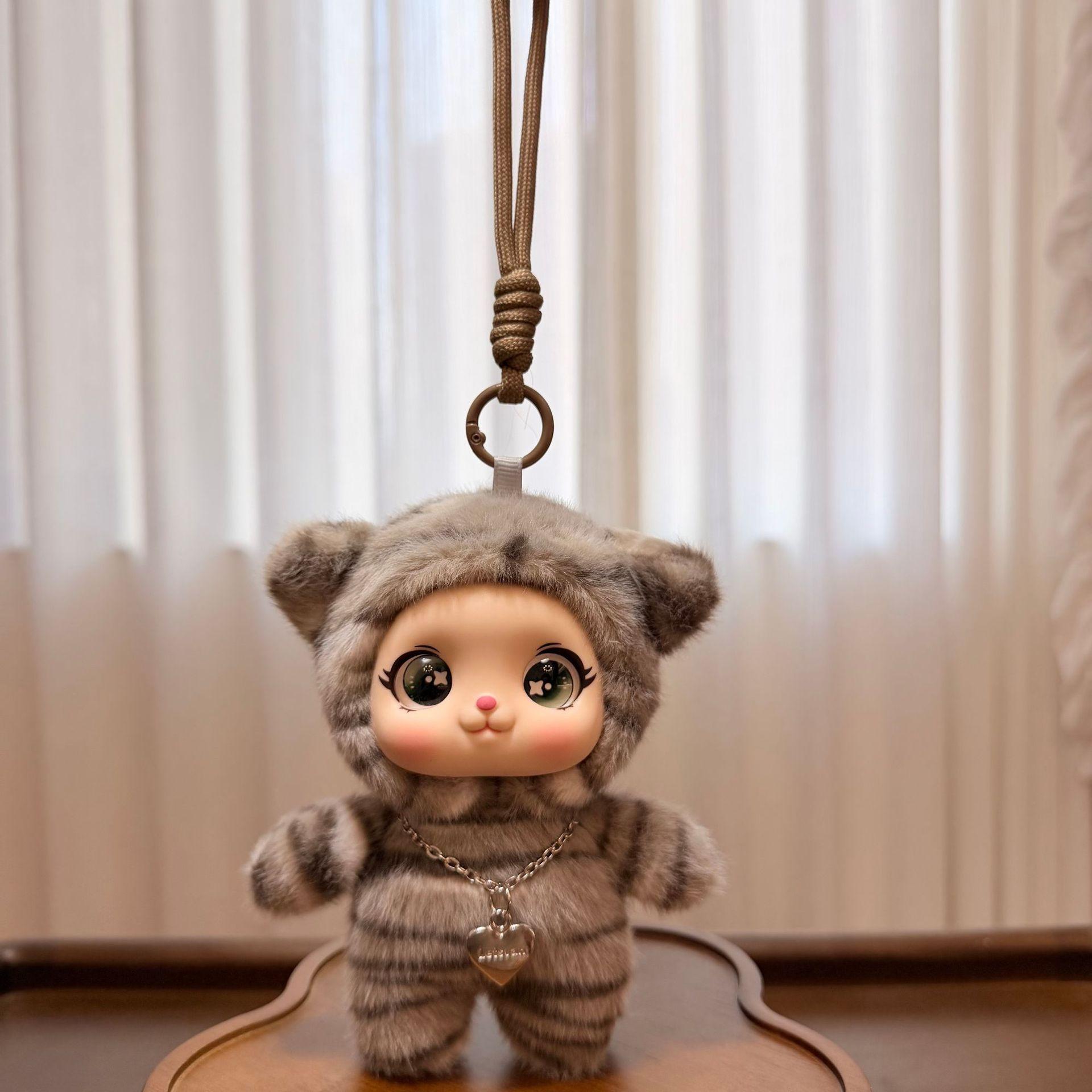 

New Cute Kitty Vinyl Face Plush Pendant Kawaii Cat Plushie Keychain Backpack Charm Home Decor For Adults Stuffed Pendant