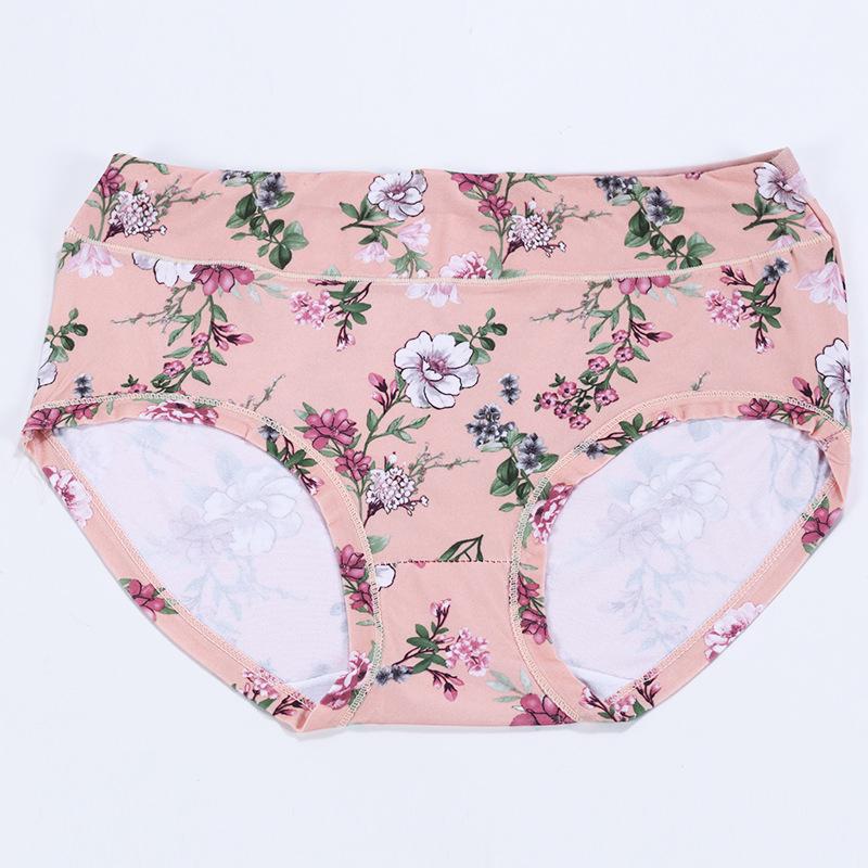Plus Size Russian Women's High Waisted Printed Triangle Panties