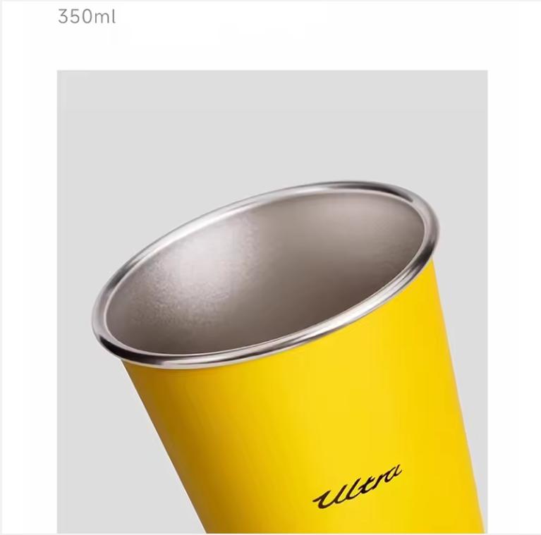 Xiaomi Life Ultra Yellow 304 Stainless Steel Drinking Cup 350ML Single-layer Rolled Edge Beer Outdoor Car Stacked Cold Drink Cup