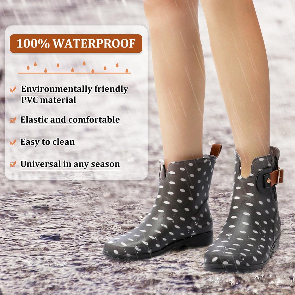 SOCOFY Botas de lluvia para mujer Botas de agua Hebilla Tubo largo Zapatos  impermeables de grado corto Botas de lluvia de PVC de goma para mujer  comprar a buen precio — entrega