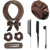 8/5/4 Stück Hitzeloses Lockenwickler-Set Satin-Schlafhaube Keine Hitze Über Nacht Locken Kantenbürste Scrunchies Kamm Schwarzer Geschenk Kamm Styling-Werkzeuge